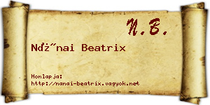 Nánai Beatrix névjegykártya